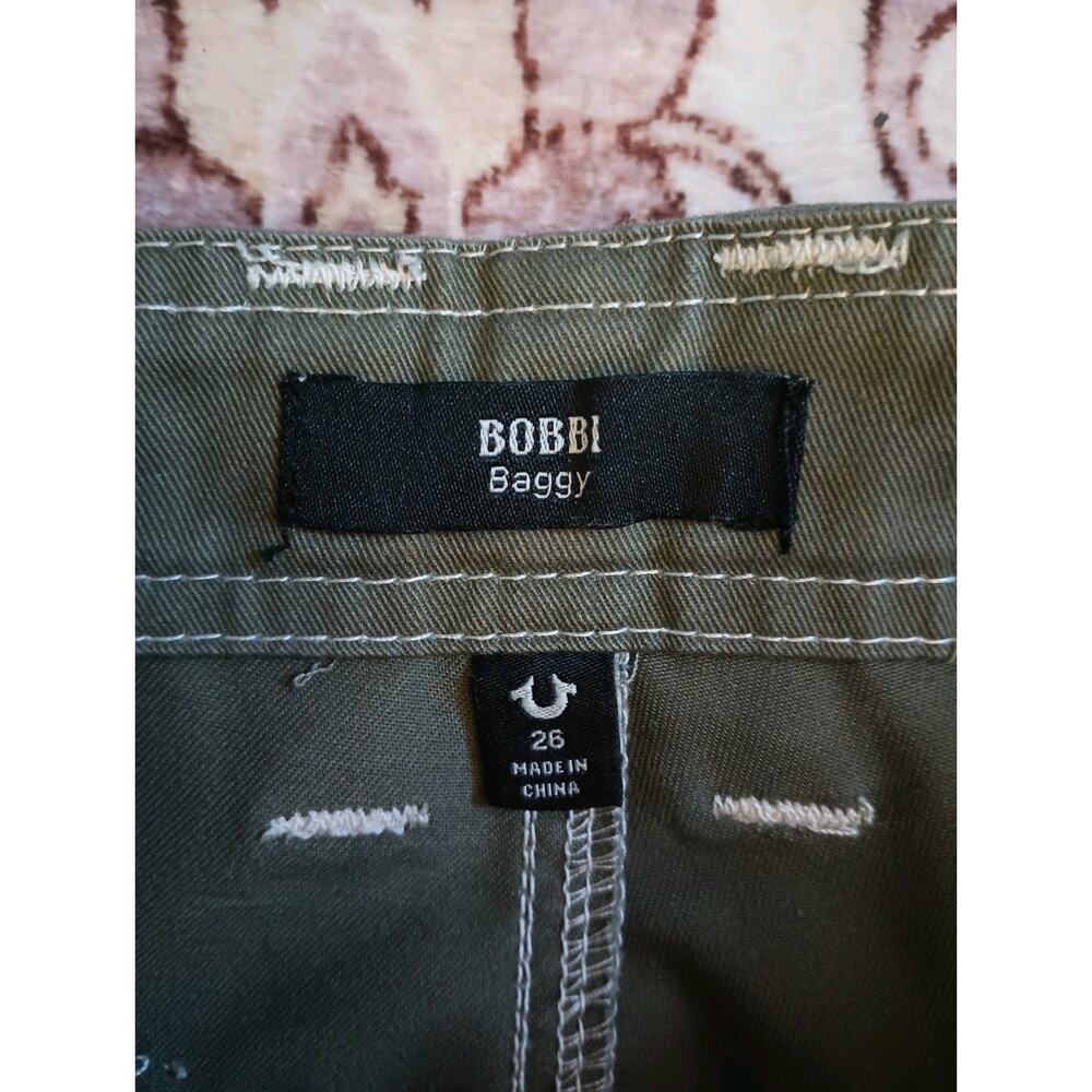 True Religion Bobbi Baggy Cargo Joggers Womens 26 Green Streetwear Utility - Picture 6 of 12